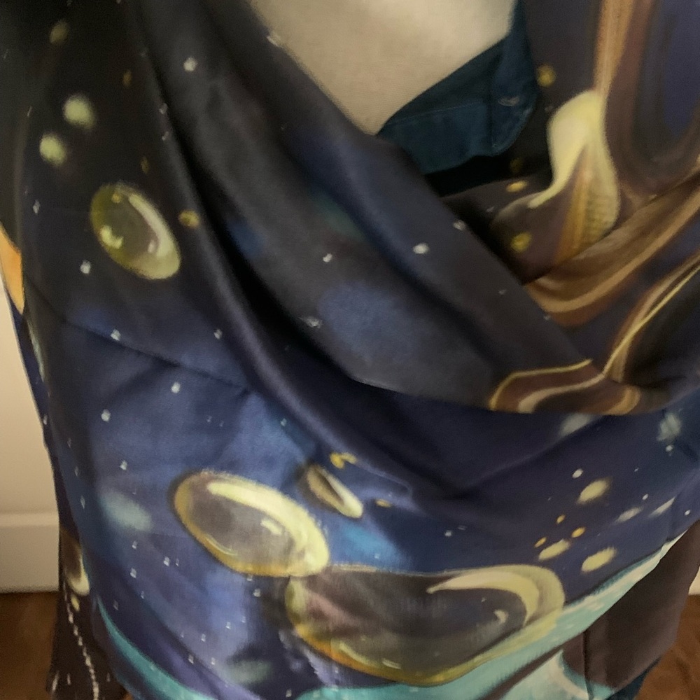 Silk Colorful Artistic Scarf with Woman Design
